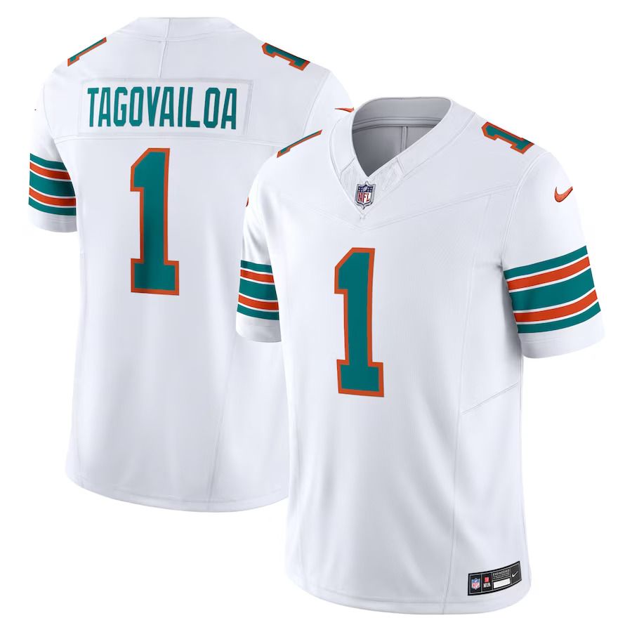 Men Miami Dolphins 1 Tua Tagovailoa Nike White Alternate Vapor F.U.S.E. Limited NFL Jersey